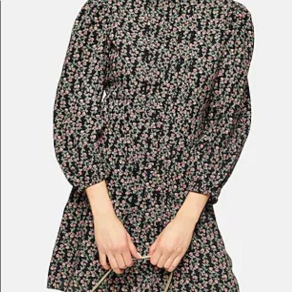 TOPSHOP PINTUCK FLORAL MINI SHIRT DRESS - Picture 2 of 10